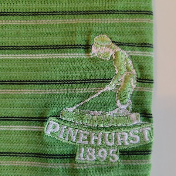 Pinehurst 1895 Man's Green Stripe Golf Shirt - Size L. EEUC. - Picture 3 of 8